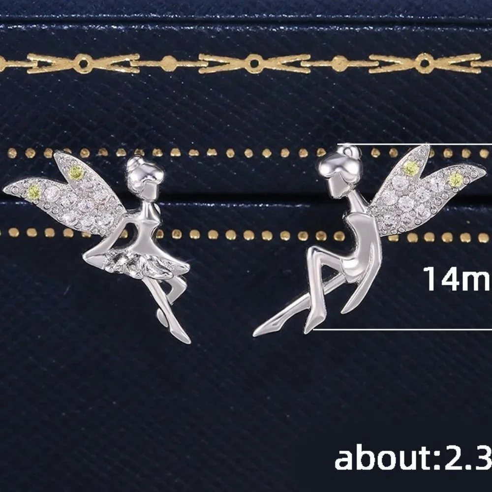💝Dainty White CZ Sweet Wing Fairies Stud Earrings for Women, GPMB1441
